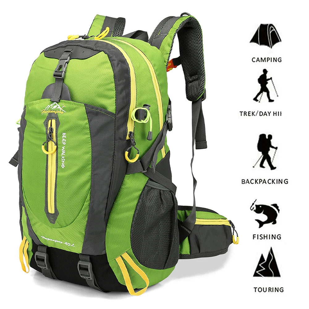 40L Water-Resistant Travel Backpack — Camping, Hiking, Trekking & Climbing Daypack with Laptop Compartment for Men & Women