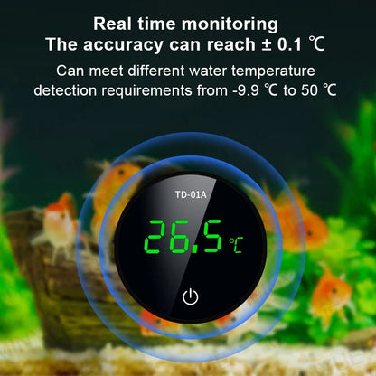 MINYUE LCD Digital Aquarium Thermometer – High Precision External Fish Tank Thermometer with Type-C Charging (-9.9 to 50℃)