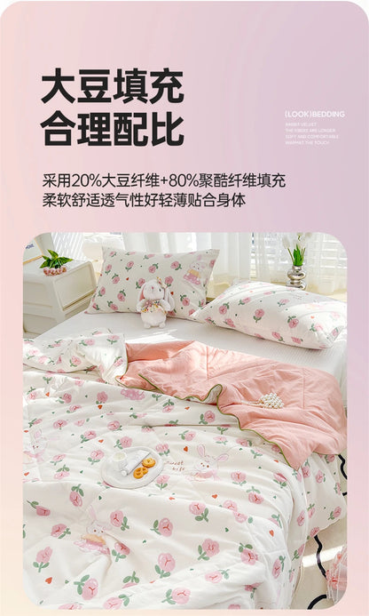 Washed Double Gauze Quilt – Lightweight Summer Comforter with Soya Fibre Filling, Soft & Breathable for Queen Size