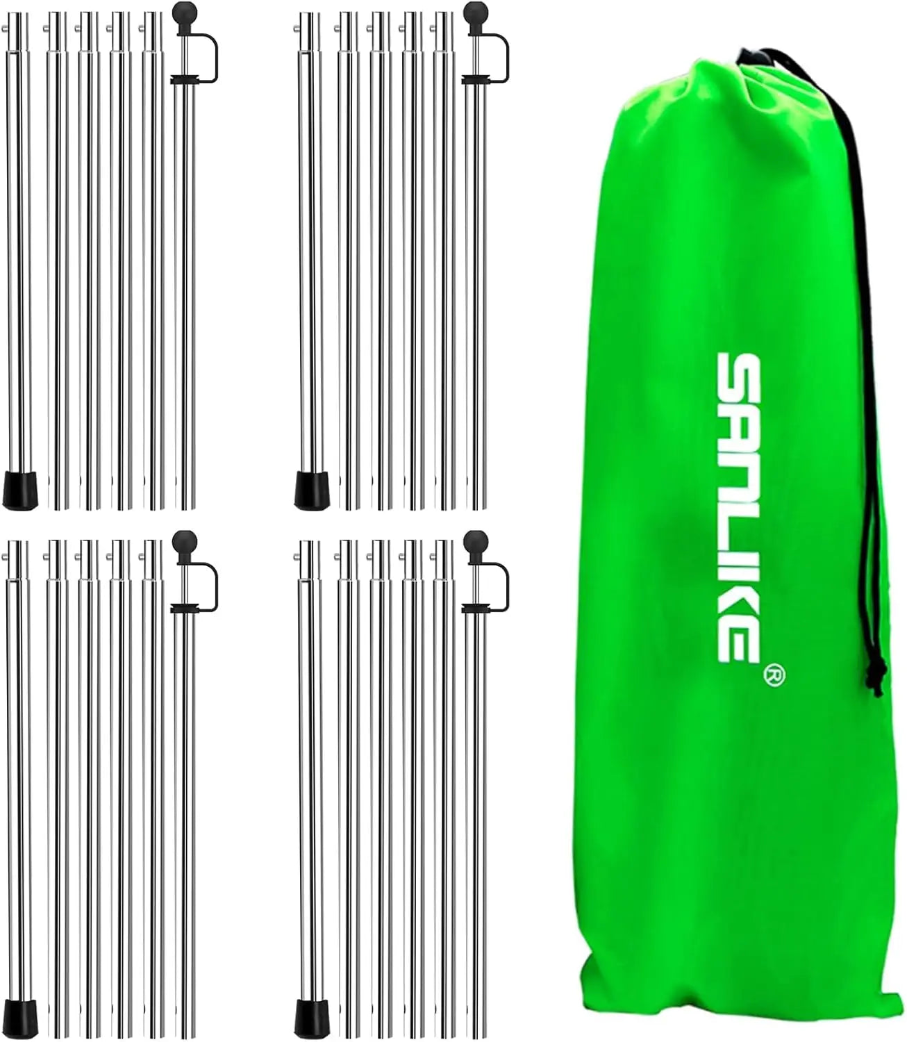 SANLIKE Adjustable Heavy-Duty Tarp & Tent Poles 12 Pack for Outdoor Canopy, Shelter & Awning Replacement Rods