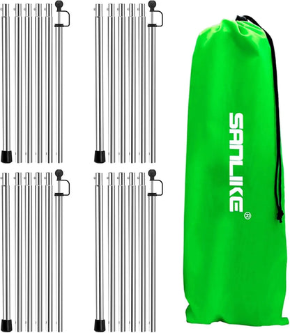 SANLIKE Adjustable Heavy-Duty Tarp & Tent Poles 12 Pack for Outdoor Canopy, Shelter & Awning Replacement Rods
