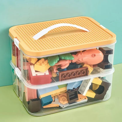 Brick-Shaped Building Blocks Storage Box for Kids – Stackable Plastic Toy Organizer Bin with Lid for Sundries & Toys
