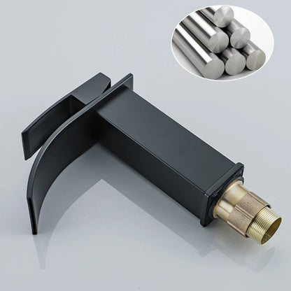 Bathroom Basin Sink Faucet - Deck Mount Waterfall Spout Tap with Single Handle, Hot & Cold Water Mixer for Vanity Washbasin