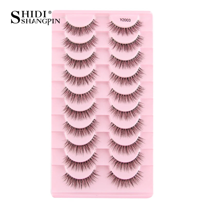 SHIDISHANGPIN 5/10 Pairs Cat Eye False Lashes – 3D Mink Half Lashes, Eyelash Extensions for Natural Makeup, Faux Cils Maquiagem