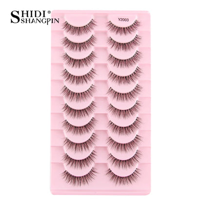 SHIDISHANGPIN 5/10 Pairs Cat Eye False Lashes – 3D Mink Half Lashes, Eyelash Extensions for Natural Makeup, Faux Cils Maquiagem