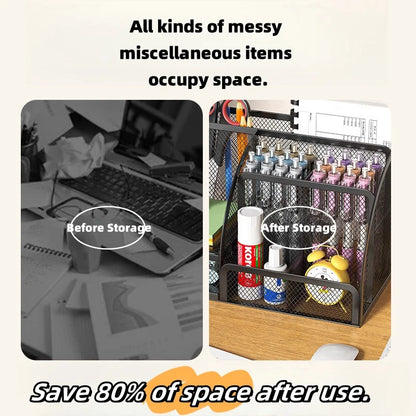 Creative Metal Pen Holder | Simple Stationery Storage Box for Desktop Decoration | Office Supplies Organizer for Students