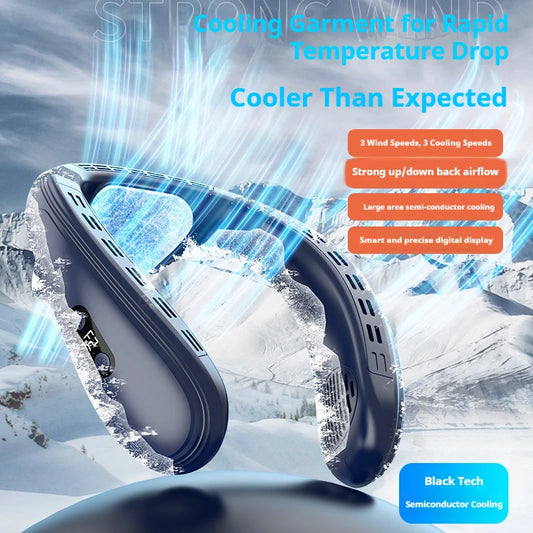 Portable Neck Air Conditioner - Rechargeable Semiconductor Cooling Bladeless Wearable Fan for Outdoor Use