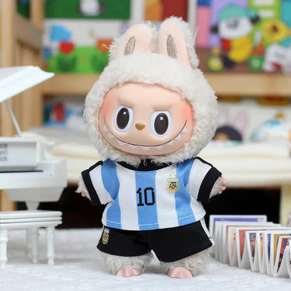 17cm Labubu Football Doll Clothing DIY Vinyl Pendant Toy for Boys – Size 7 Sportswear V1V2 V3