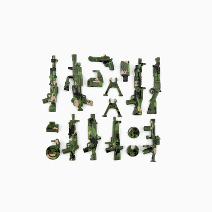 Military Building Blocks Soldier Set - Tactical Weapons Figures with Gatling Gun, Rifle, Mortar & Accessories Toy Kit