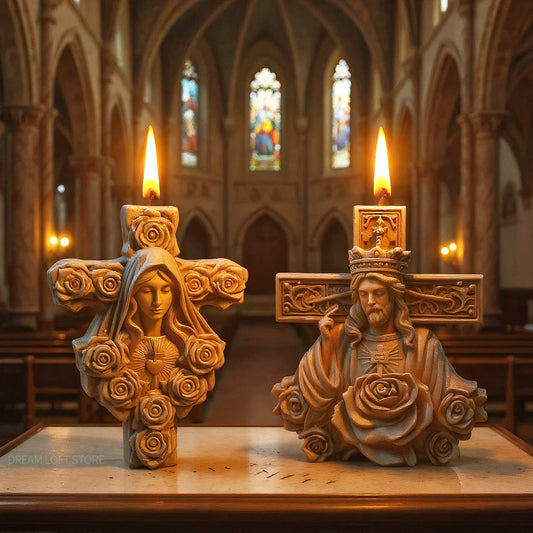 Silicone Candle Mold — Cross of Jesus & Mary DIY Mold for Resin, Plaster, and Christmas Candle Making Supplies