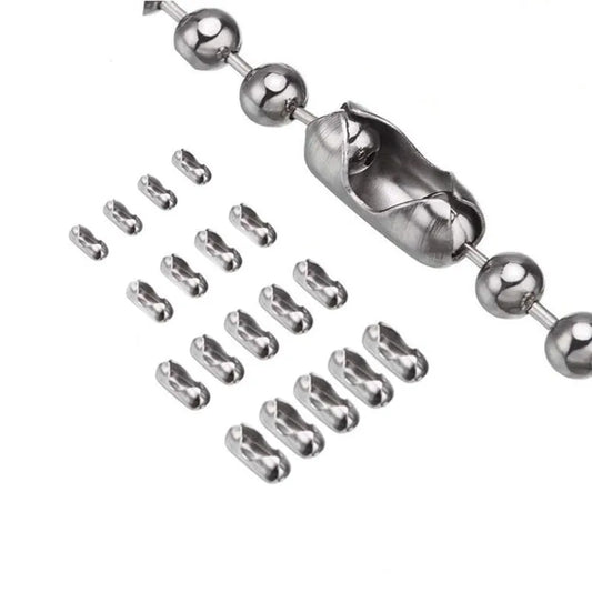 100PCS Stainless Steel Ball Chain Connectors - Blind Pull Cord Clasp Clips for 1.5mm to 3.2mm Beaded Chains