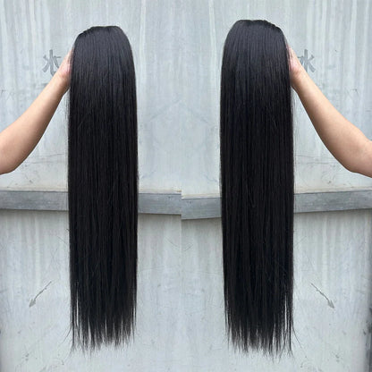 26" Ombre Straight Synthetic Hair Extensions – Smooth Weaving, Full Blue Hair Bundles from Root to End