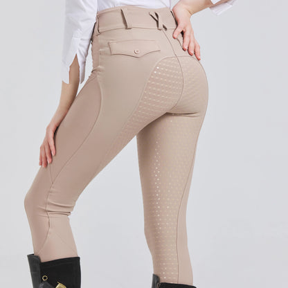 Professional Equestrian Riding Pants — Silicone Anti-Slip, Quick-Dry, Tight-Fit Sports & Cycling Trousers for Horse Riding Exams