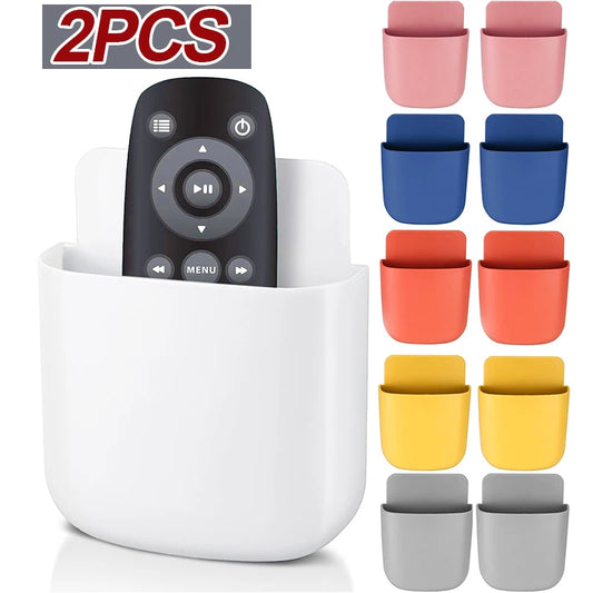 2PCS Wall-Mounted Storage Box – Phone Charging Plug & Remote Control Organizer Rack for Home Use