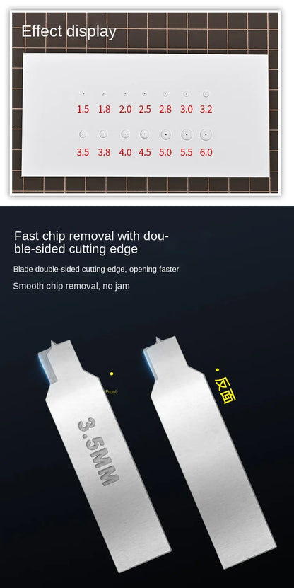 MS108 Flat Bottom Hole Drilling Craft Tool Set with Handle – Etched Sheet Knife for DIY Military Model Building