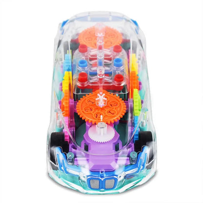 Cartoon Transparent Pull-Back Gear Car Toy for Kids – Inertia Powered Puzzle Sliding Car Gift for Toddlers Ages 1–3