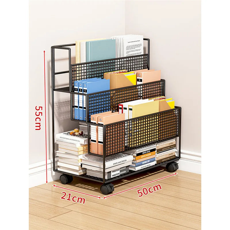 Multi-Layer Storage Trolley Cart - Rolling Bookshelf, Kitchen & Bathroom Organizer with Wheels