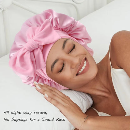 New Satin Sleeping Hat for Women – Stretchy Tie Band, Adjustable Night Shower Cap, Hair Head Cover Bonnet Turban