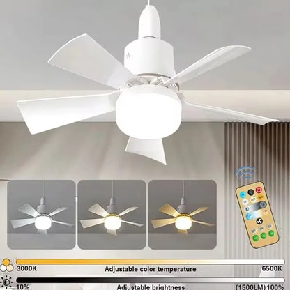 30W Ceiling Fan with LED Light – Dimmable Remote Control, E27 Base Smart Fan for Bedroom & Living Room