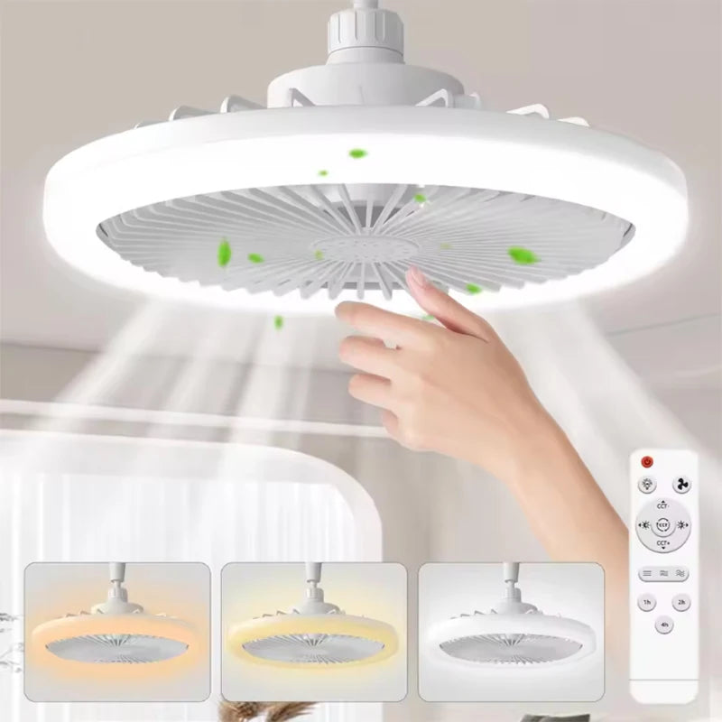 Rotatable 3-in-1 Ceiling Fan Light - E27 LED Converter with Smart Remote Control for Bedroom, Kitchen & Study