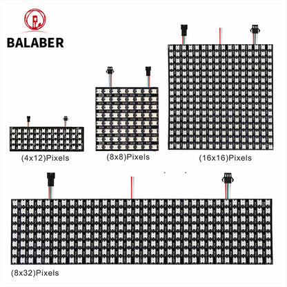 WS2812B RGB LED Pixel Display – 4x12, 8x8, 16x16, 8x32 Individually Addressable, Flexible Programmable 5V Screen