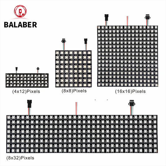 WS2812B RGB LED Pixel Display – 4x12, 8x8, 16x16, 8x32 Individually Addressable, Flexible Programmable 5V Screen
