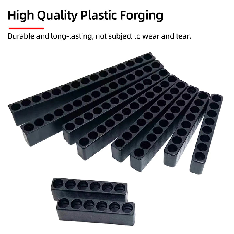 5-Piece Hex Shank Screwdriver Bit Holder Set - Plastic Storage Stand for 6/8/10/12/15 Hole Drill Bits