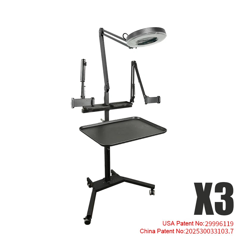 TAIDU Tattoo Workstation – Foldable LED Light 60W with Phone Holder, Tray Table, Nail Lamp & Tattoo Work Cart
