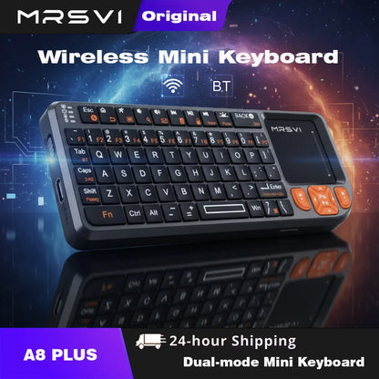 MRSVI A8 Plus Mini Wireless Keyboard - Backlit 2.4GHz & Bluetooth 5.0 Touchpad Keyboard for Android TV, Mac, Laptop & Windows