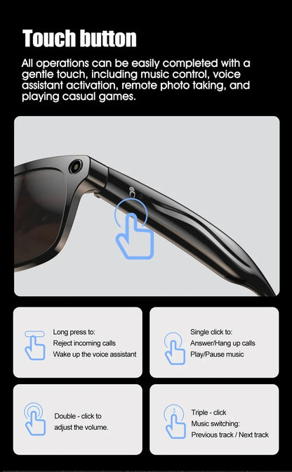 OPPO AI Smart Glasses — Ultra-Clear Camera, Touch Control, Bluetooth Calling, Video & Music Player Sport Sunglasses
