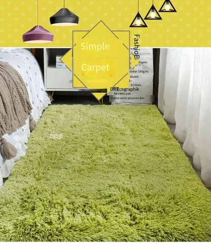 VIKAMA Silk Wool Solid Color Rug – Soft, Non-Slip, Washable Mat for Living Room, Bedroom, Bedside & Sofa – Light Luxury, Dirt-Resistant
