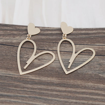 2024 Trendy Heart Dangle Earrings — Double-Layer Love Pendants for Women, Bohemian Hanging Ear Jewelry