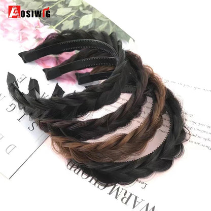Synthetic Fishbone Braided Headband – Bohemian Plaited Hairpiece for Women Hairstyling