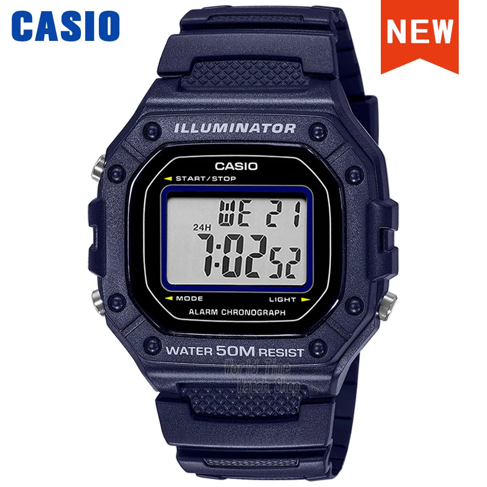 Casio W-218 Series Digital Sports Watch - Waterproof Outdoor Multifunction Electronic Wristwatch