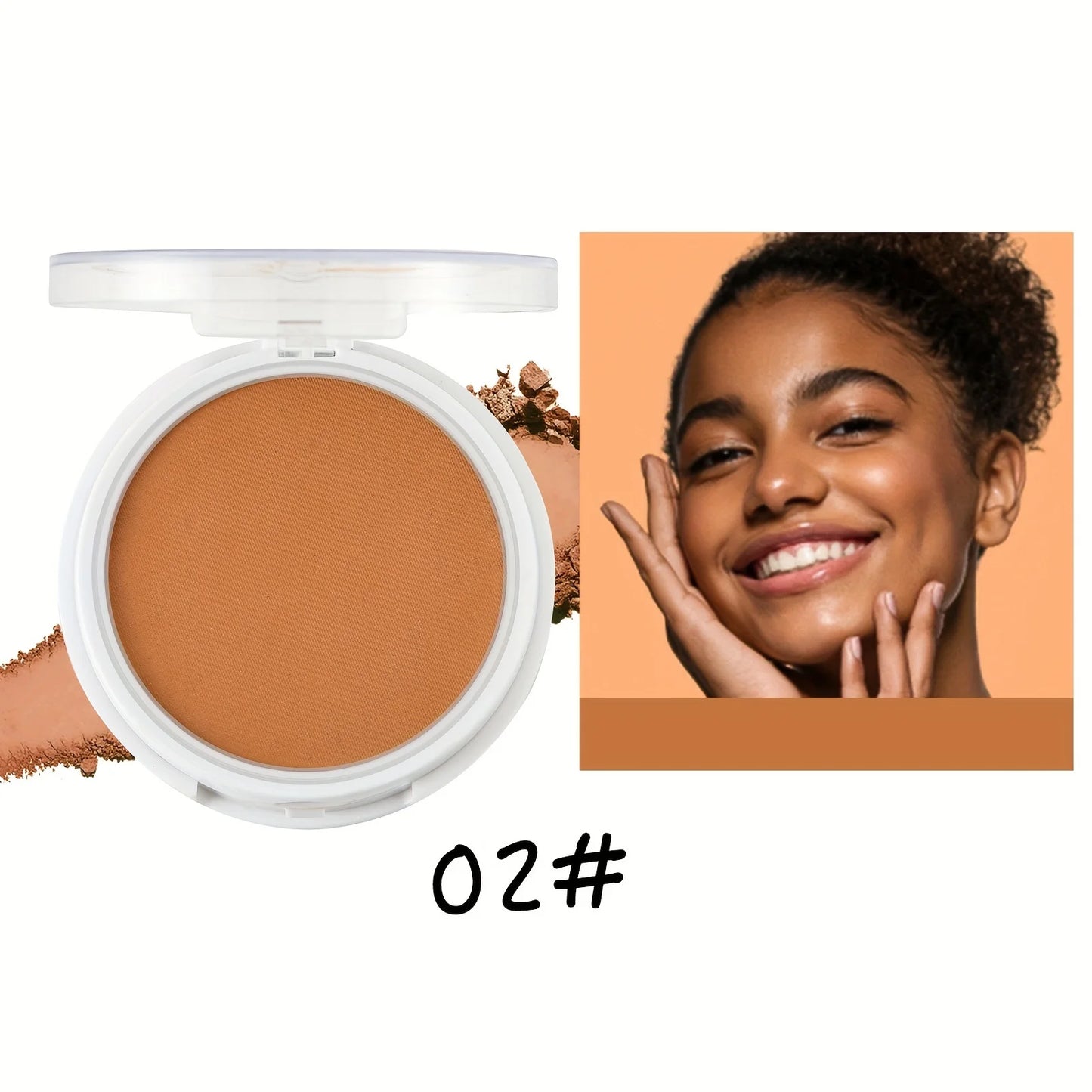 Wheat Bronzing Powder for Dark Skin - Matte Finish, Sweatproof & Oil Control Foundation Concealer with Puff & Mirror