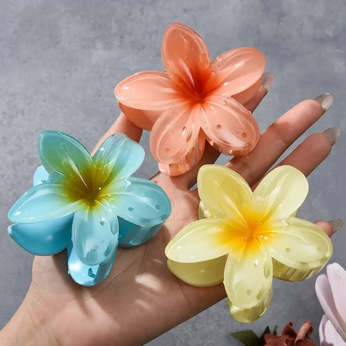 18Pcs Egg Flower Hair Clips | Gradient Candy Color Flowers, Shark Clips for Daily Ponytail Styling
