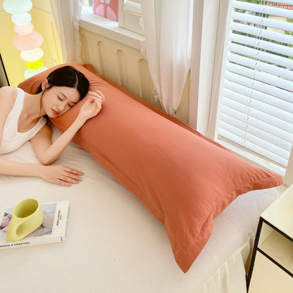 Long Pillowcase - Solid Color Washed Double Pillow Cover 48x100cm 120cm 150cm 180cm Couple Pillowcase Without Insert