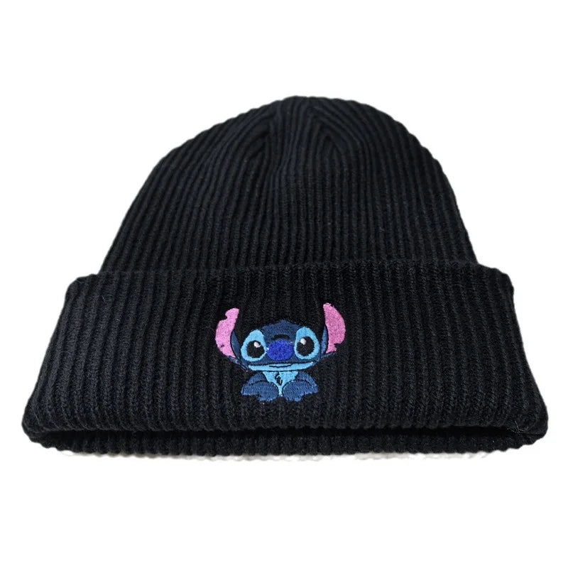 Cartoon Embroidered Knit Beanie Hat – Cute Unisex Stretchy Thermal Cap for Adults & Kids, Perfect Christmas Gift