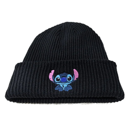 Cartoon Embroidered Knit Beanie Hat – Cute Unisex Stretchy Thermal Cap for Adults & Kids, Perfect Christmas Gift