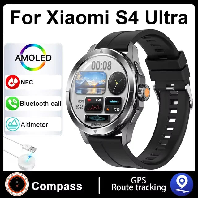 S4 Ultra Xiaomi Smart Bracelet — AMOLED HD Screen Men’s Watch with Bluetooth Call, GPS, NFC, Heart Rate & Compass Tracking