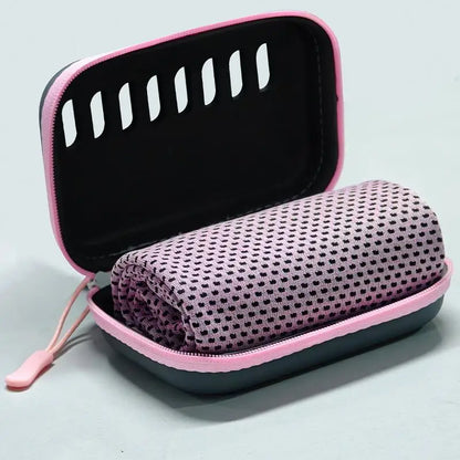 Cooling Towel with EVA Case - Quick-Dry Portable Sports Towel for Camping, Hiking, Gym & Yoga