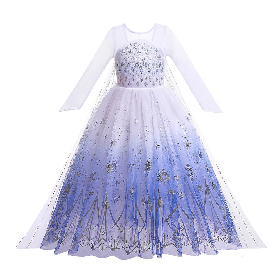 2026 Girls Princess Costume Dress - Elsa, Anna, Snow White, Aurora, Moana, Rapunzel, Mermaid & Belle Carnival Cosplay Party Outfit