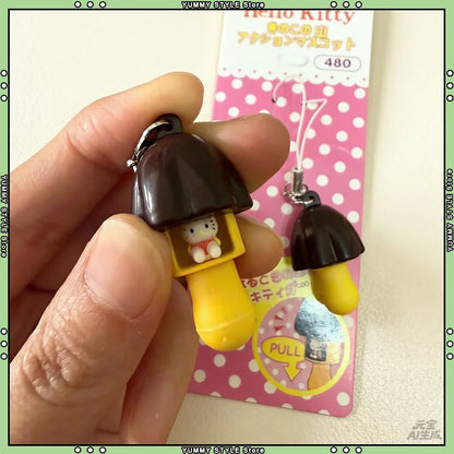 Hello Kitty Mushroom Keychain - JP Style Hidden Figure Pendant for Backpack & Cute Bag Decoration