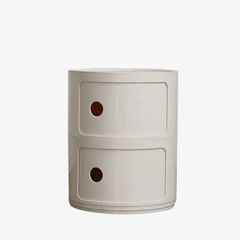 Nordic Minimalist White Bedside Table – Modern Round Plastic Side Cabinet, Small Creative Storage Unit