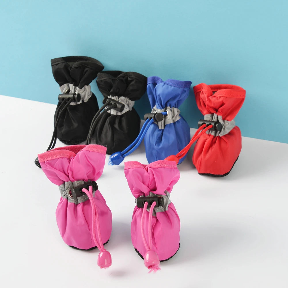 Pet Dog Shoes: 4pcs Anti-Slip Adjustable Paw Boots for Small and Large Dogs - Soft Chihuahua Socks, Dachshund Puppy Outdoor Sneakers