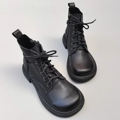 Careaymade 100% Genuine Leather Wide Casual Women’s Short Boots – Big Size, Handmade Men’s Wool Boots