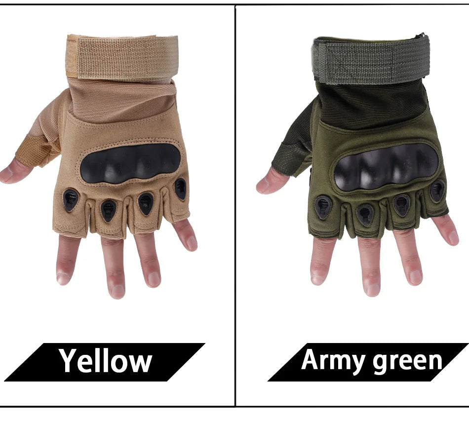 Tactical Hard Knuckle Half Finger Gloves – Men's Combat, Hunting, Shooting & Paintball Duty Fingerless Gloves