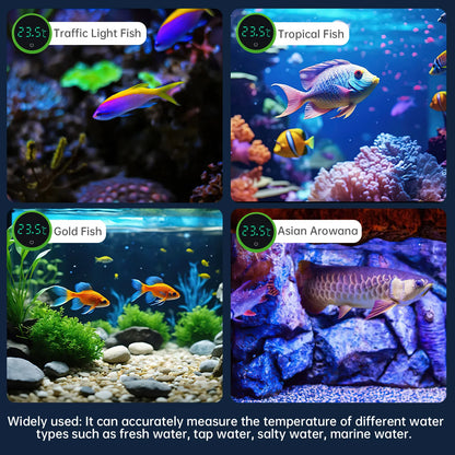 Cordless Digital Aquarium Thermometer – LED Display Fish Tank Temperature Gauge & Control