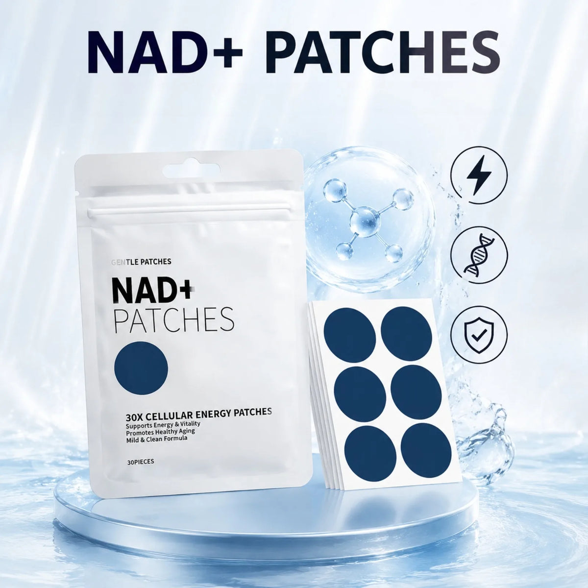 NAD+ Body Care Patches - Breathable, Skin-Friendly Daily Wellness Patches for Men & Women at Home, Work or Travel