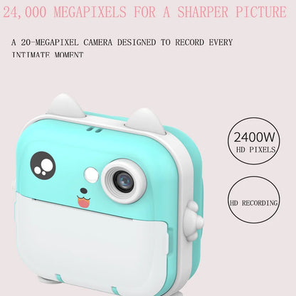 Kids Instant Camera with 2.4-Inch IPS Screen: Full HD Instant Print Digital Camera with Light and Lanyard – Perfect Birthday Gift for Boys and Girls